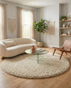 Eternal Plush Oasis Collection Area Rug -  Tranquility (Linen) Round Linen  lifestyle 65