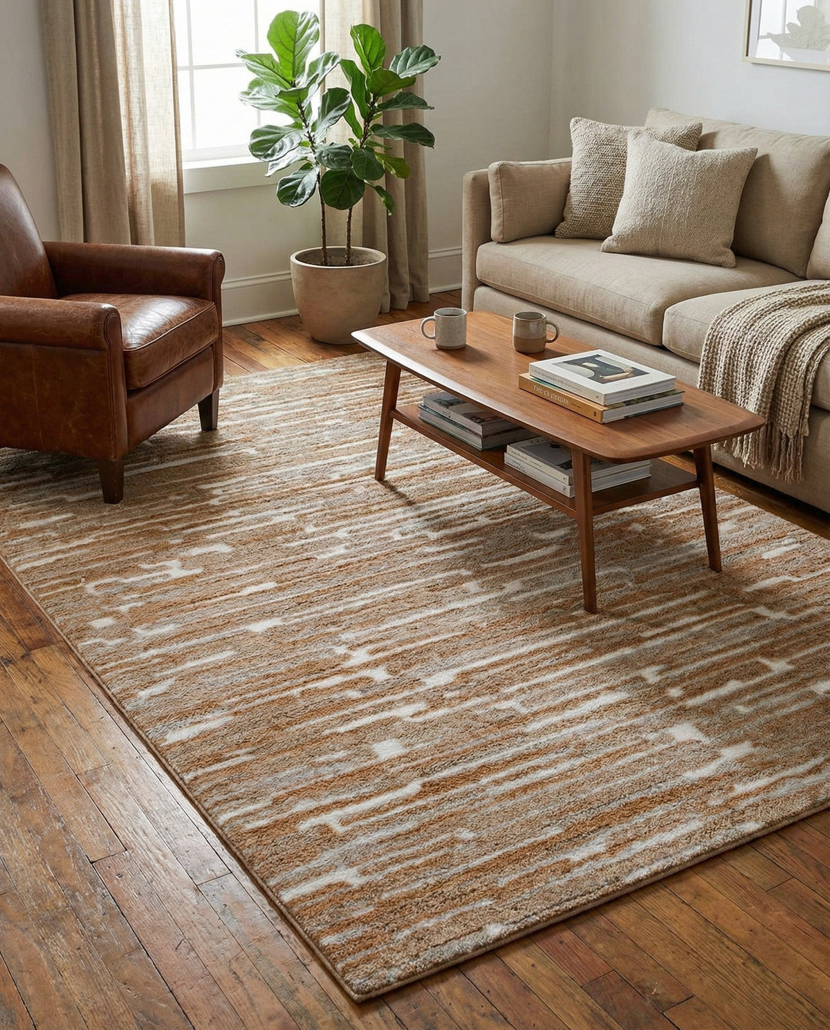 Sienna Collection Area Rug -  Rome Rectangle Caramel and Ivory  lifestyle 64