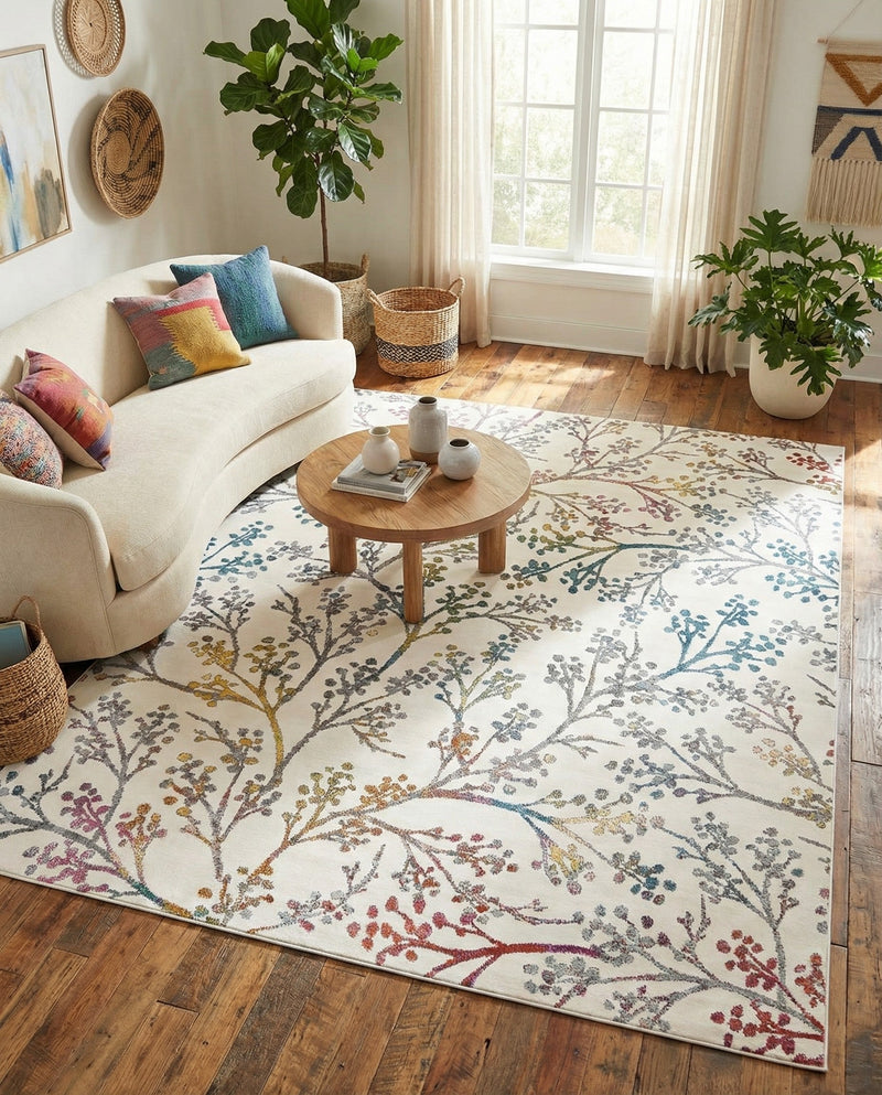 Meadow Breeze Collection Area Rug -  Sunbeam Rectangle Ivory  lifestyle 12