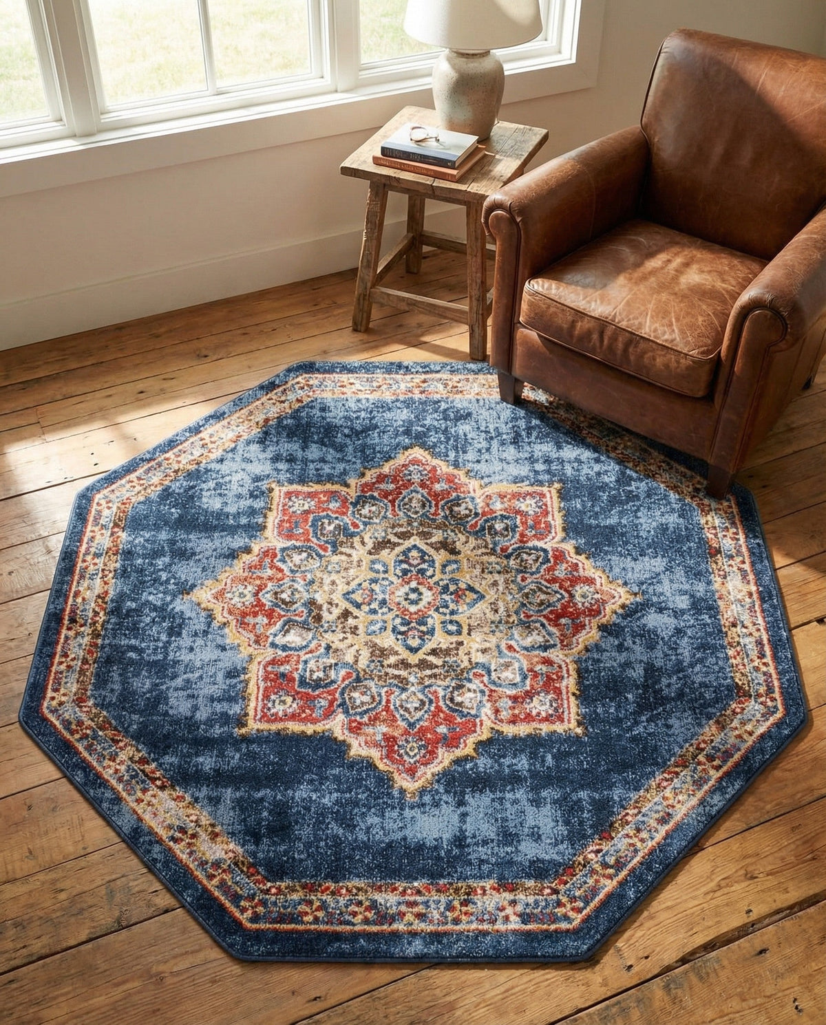 Eden Oasis Collection Area Rug -  Tranquility (Dark Blue) Octagon Dark Blue  lifestyle 92