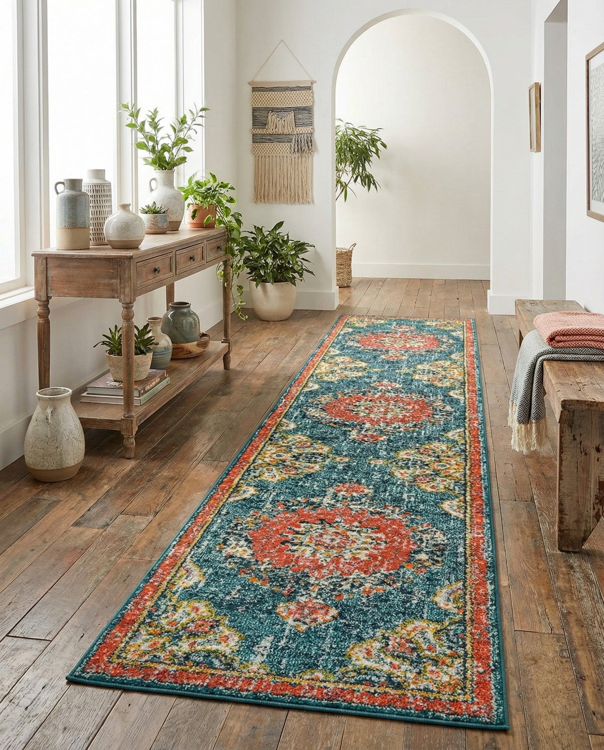 Brighton Terrace Collection Area Rug - Hove (Blue) Runner Blue  lifestyle 80
