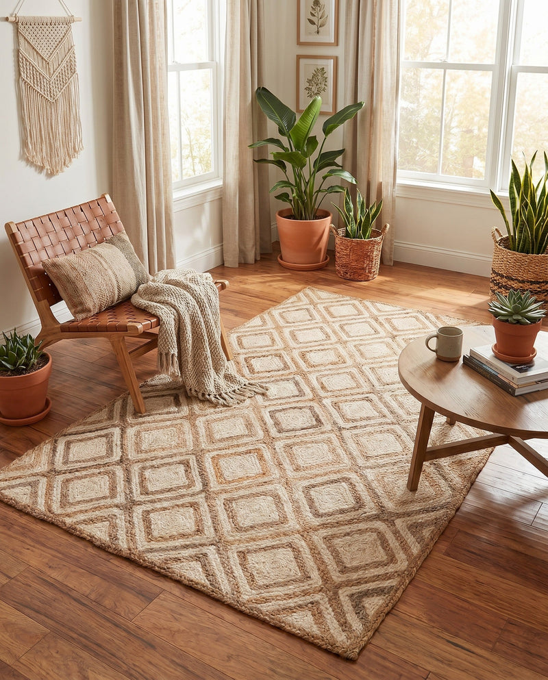 Woven Seaside Jute Collection Area Rug - Marina Rectangle Natural  lifestyle 39