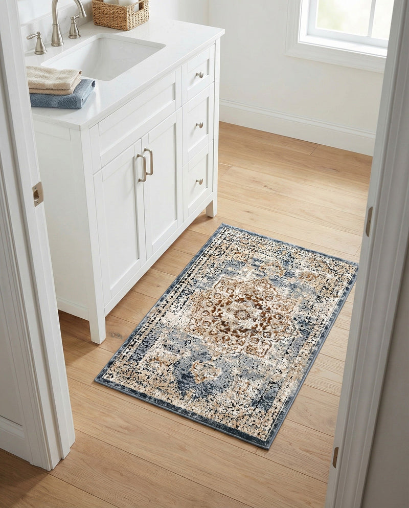 Coastal Manor Collection Area Rug -  Pelican Rectangle Slate Blue  lifestyle 43