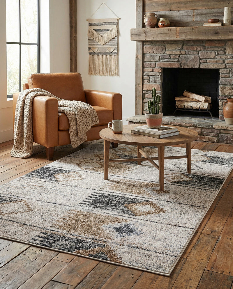 Desert Modern Eco Rug Series Collection Area Rug -  Taos Rectangle Ivory  lifestyle 3