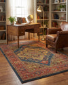 Persian Elegance Collection Area Rug -  Golestan Rectangle Navy Blue  lifestyle 26
