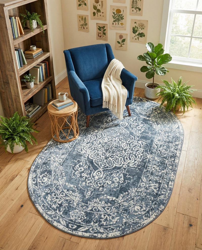 Cambridge Classics Collection Area Rug -  Magdalene (Blue) Oval Blue  lifestyle 65