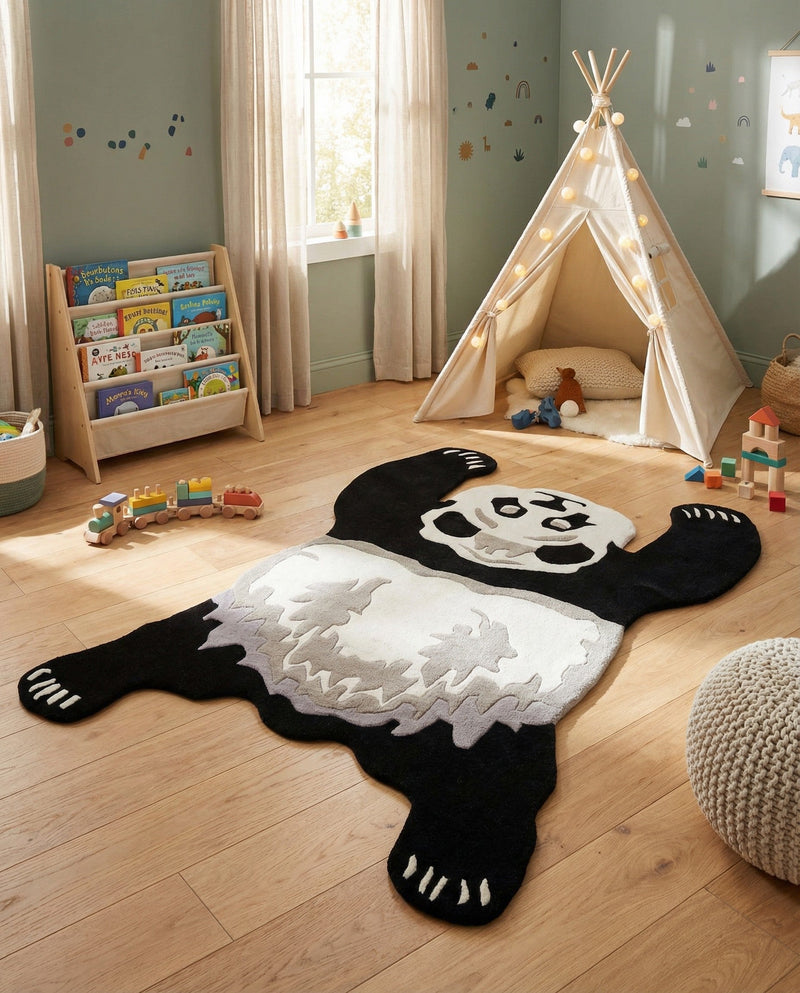 Whimsy Wonders Wool Collection Area Rug -  Mesa Rectangle Black and Gray  lifestyle 8