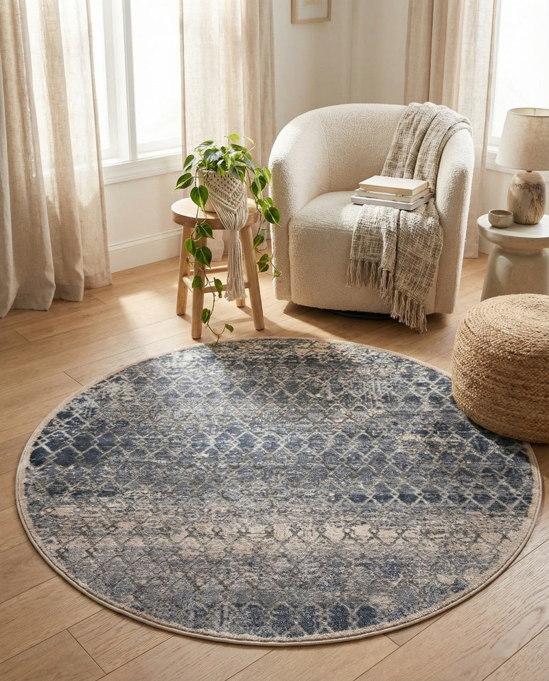 Aegean Elegance Collection Area Rug -  Santorini Round Gray  lifestyle 31