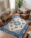 Bazaar Chic Collection Area Rug -  Casablanca Rectangle Ivory and Blue  lifestyle 11