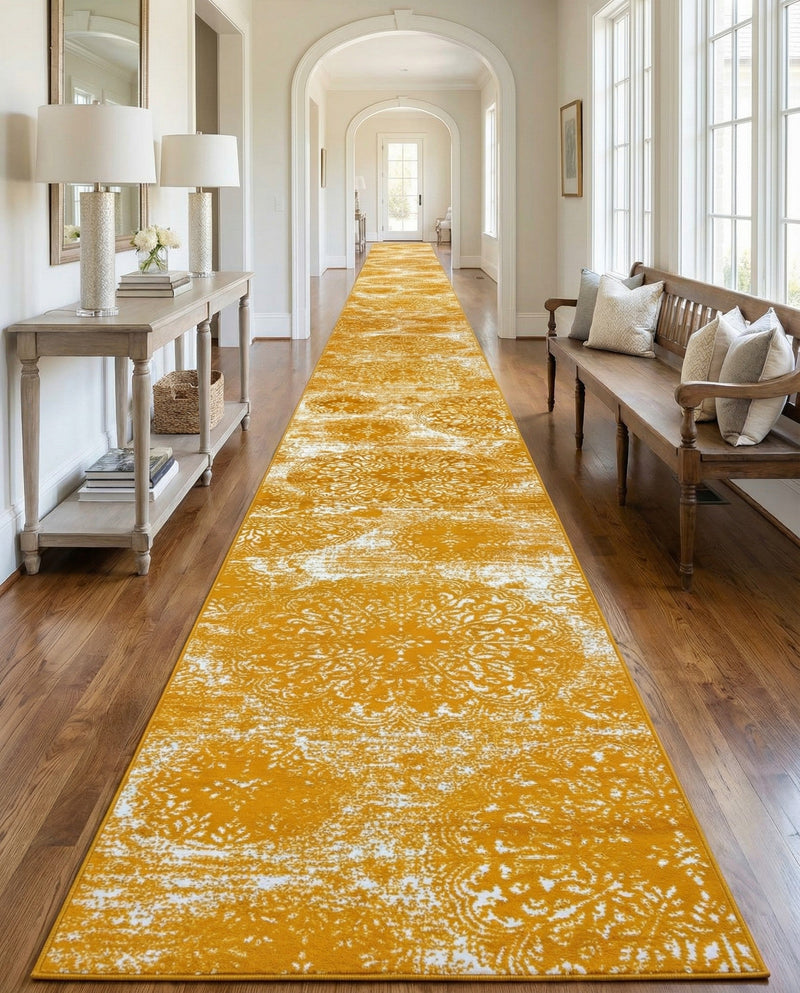 Riviera Elegance Collection Area Rug -  Monaco (Yellow) Runner Yellow  lifestyle 73