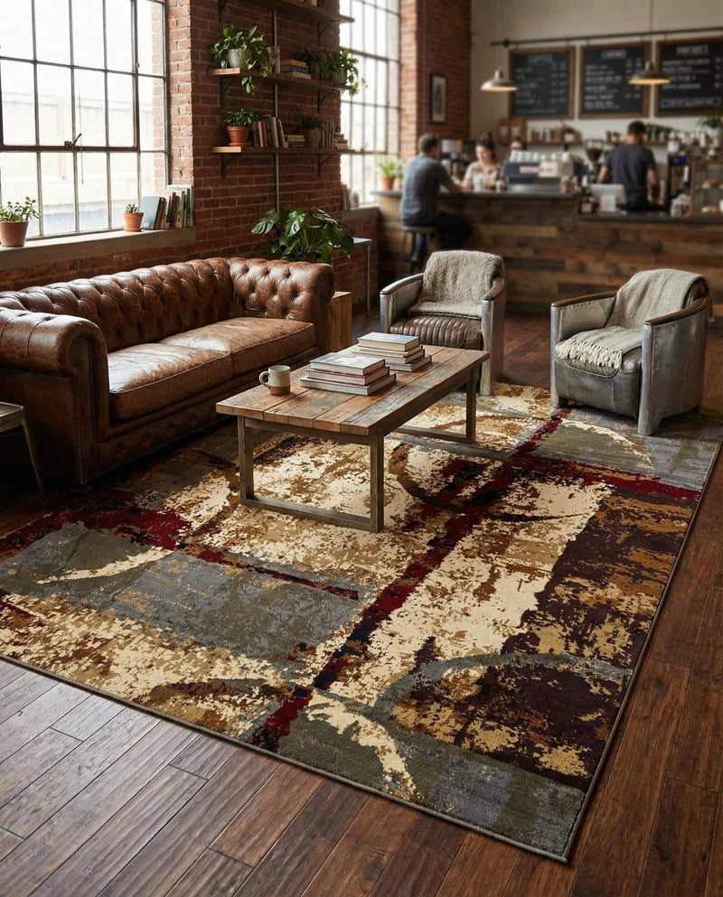 Bistro Lounge Collection Area Rug -  FlatWhite Rectangle Multi  lifestyle 27