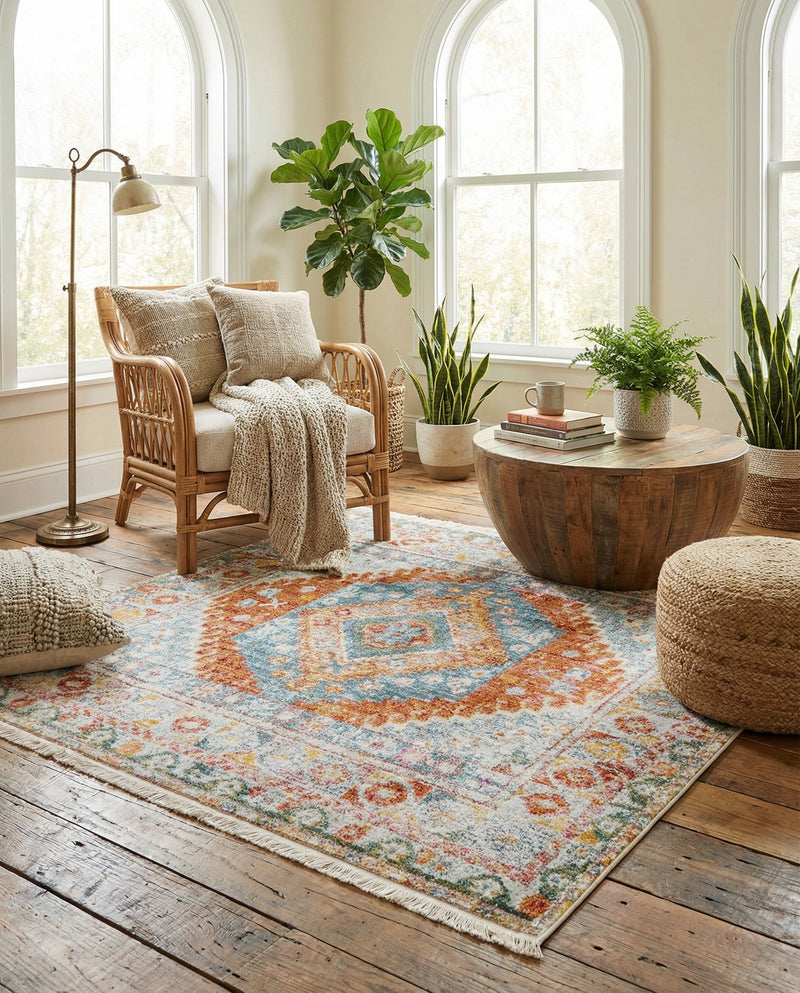 Arcadia Rugs Collection Area Rug -  Xanadu Square Salmon  lifestyle 66