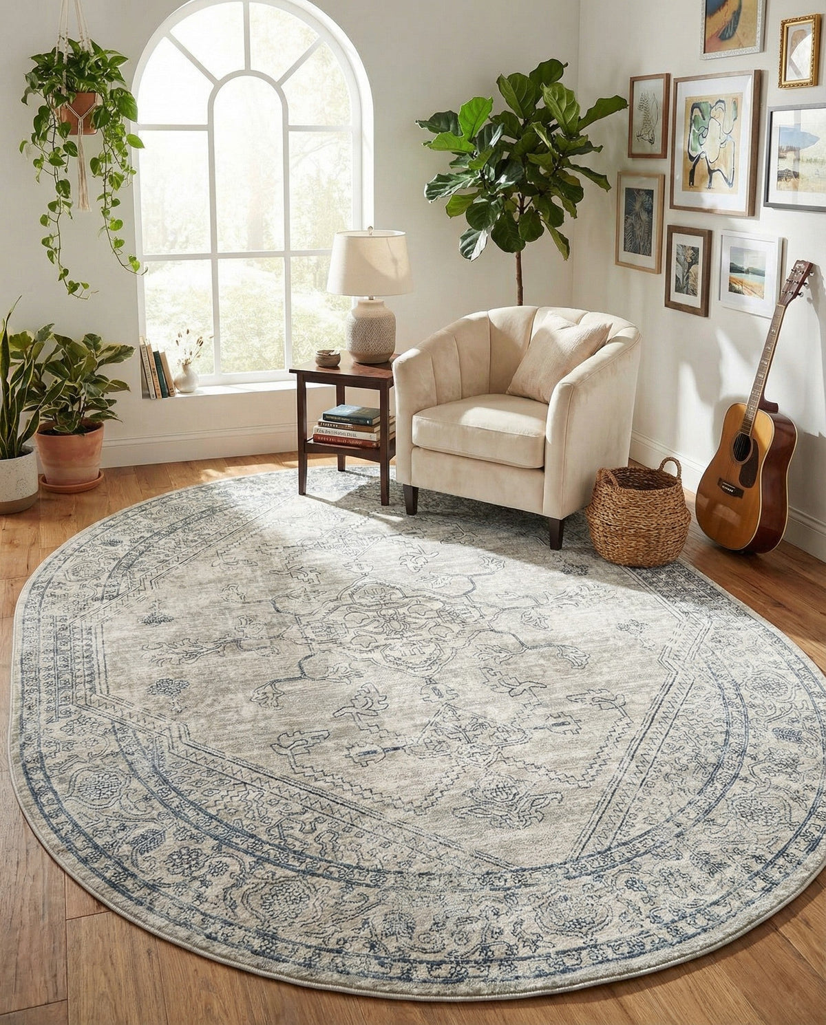Coastal Haven Collection Area Rug -  Marina Oval Gray  lifestyle 193
