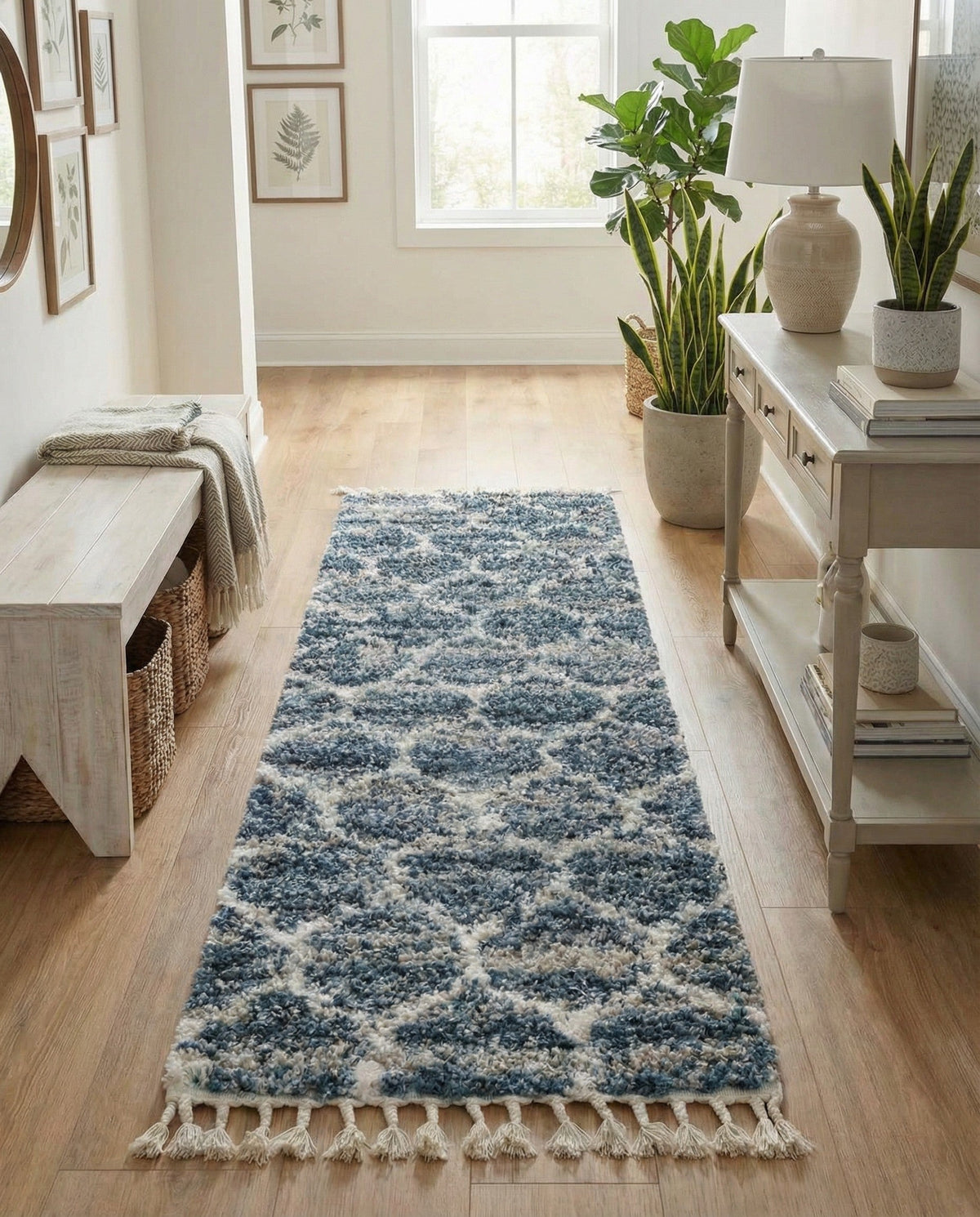 Cozy Cove Shag Collection Area Rug - Marina Runner Blue  lifestyle 194