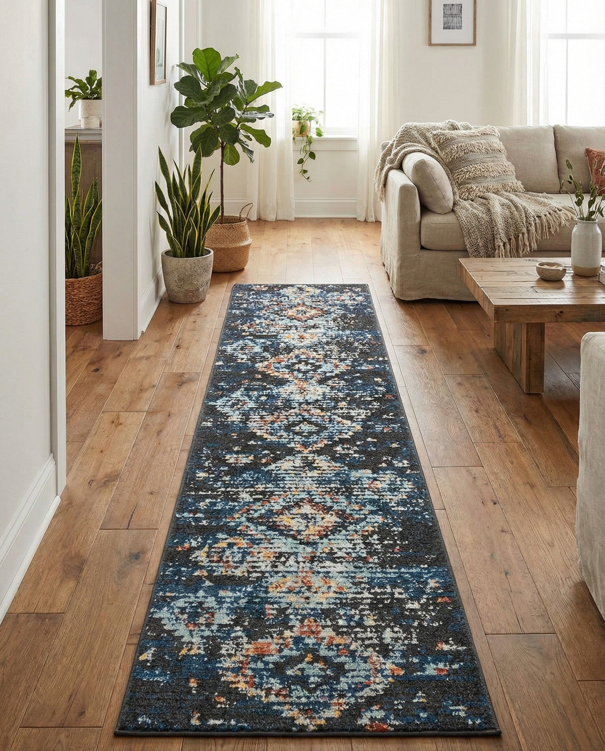 Tangier Treasures Collection Area Rug -  Fez Runner Navy Blue  lifestyle 89
