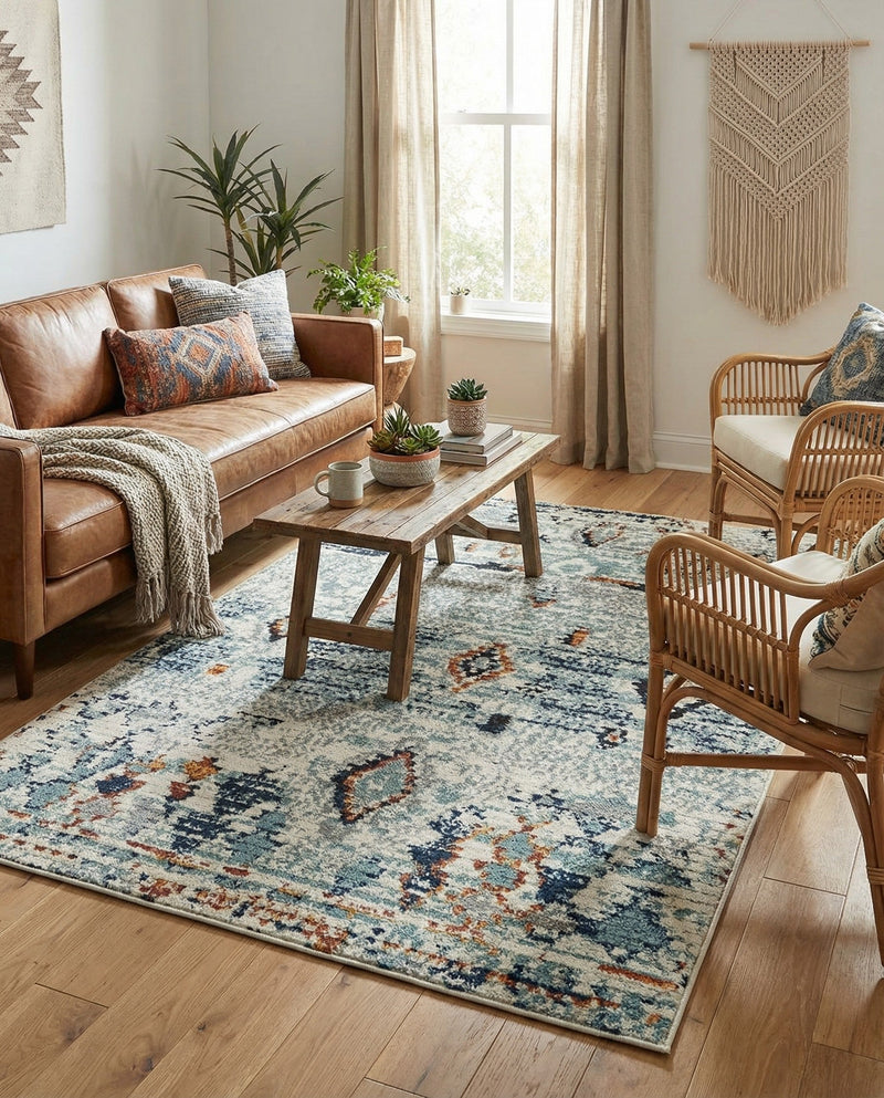 Tangier Treasures Collection Area Rug - Casablanca Rectangle Light Blue  lifestyle 17