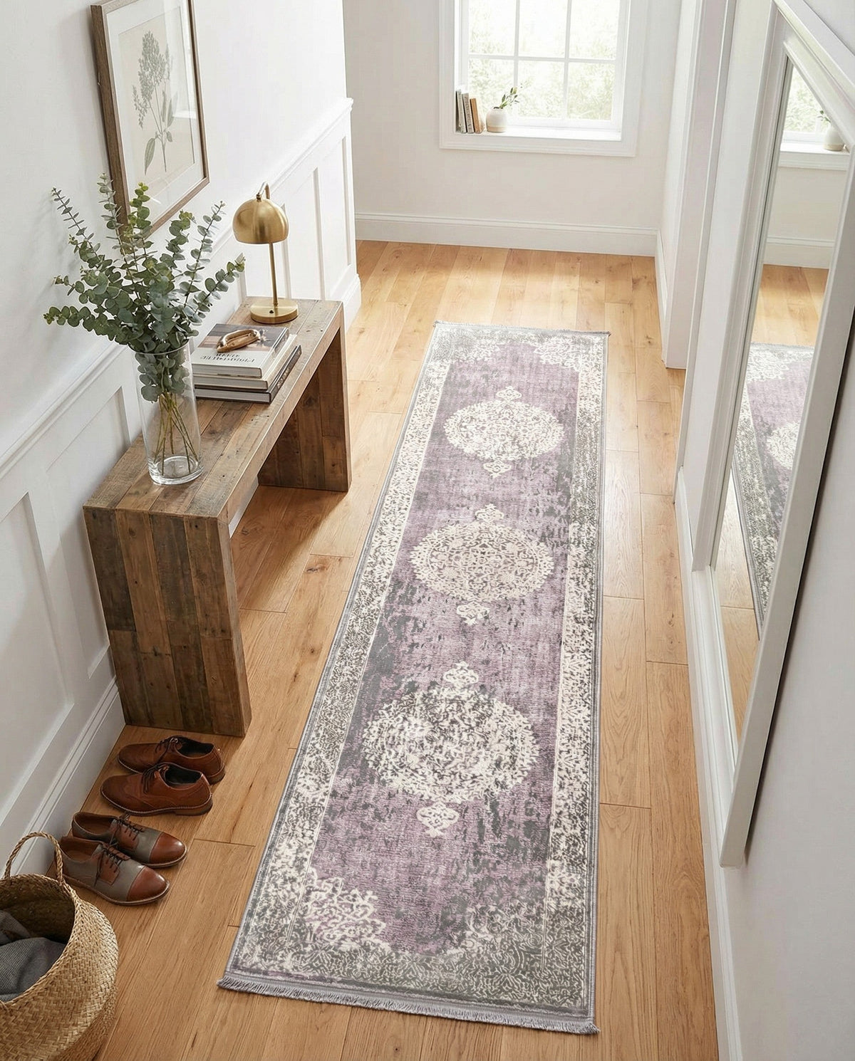Rustic Charm Revival Collection Area Rug -  Meadowland Runner Purple  lifestyle 128