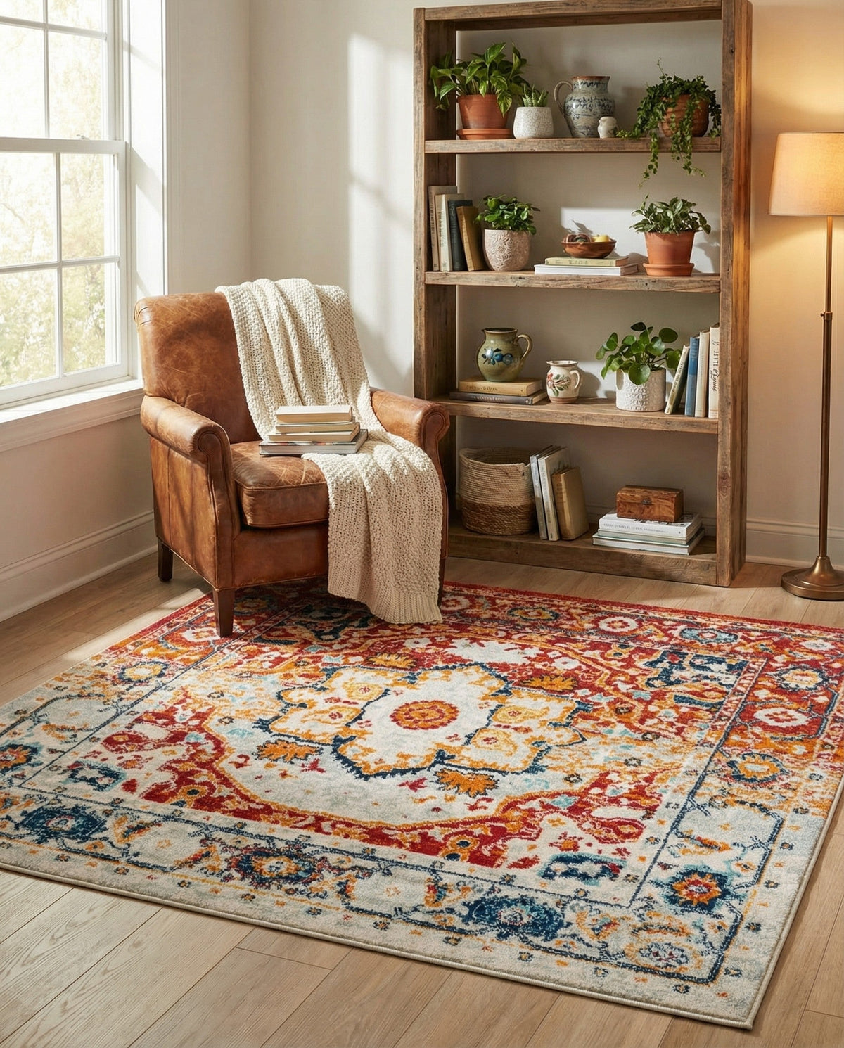 Parisian Elegance Collection Area Rug - Versailles (Rust Red) Square Rust Red  lifestyle 93