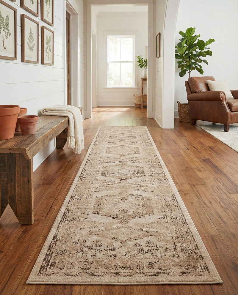 Eden Oasis Collection Area Rug -  Refuge (Beige) Runner Beige  lifestyle 62