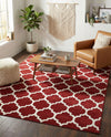 Lattice Gardens Collection Area Rug -  Bloomfield (Dark Terracotta) Rectangle Dark Terracotta  lifestyle 22