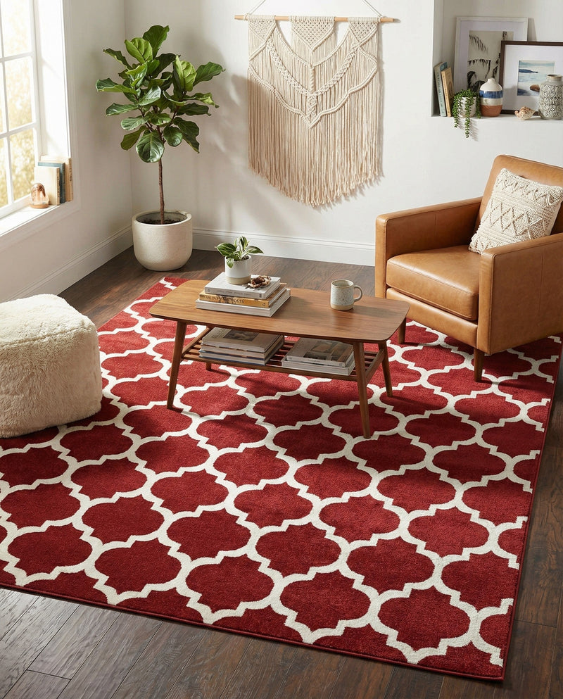 Lattice Gardens Collection Area Rug -  Bloomfield (Dark Terracotta) Rectangle Dark Terracotta  lifestyle 22