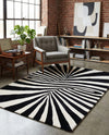 Cyclone Wool Collection Area Rug -  Maelstrom Rectangle Black and White  lifestyle 13
