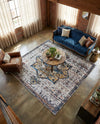 Baroque Era Collection Area Rug - Versailles (Sea Salt White) Square Sea Salt White  lifestyle 17
