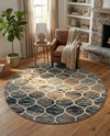 Trellis Mosaic Collection Area Rug -  Pergolatown (Blue Multi) Round Blue Multi  lifestyle 71