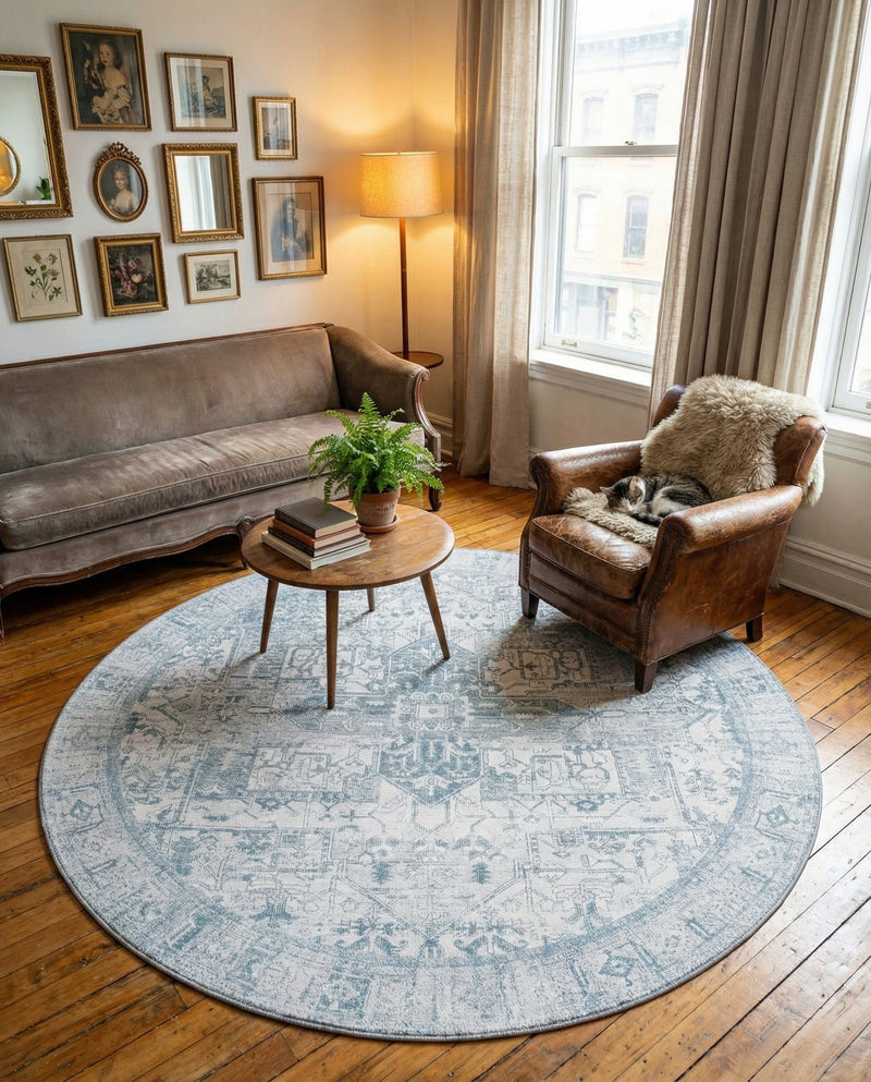 Heritage Elegance Collection Area Rug -  Windsor (Ivory) Round Ivory  lifestyle 47