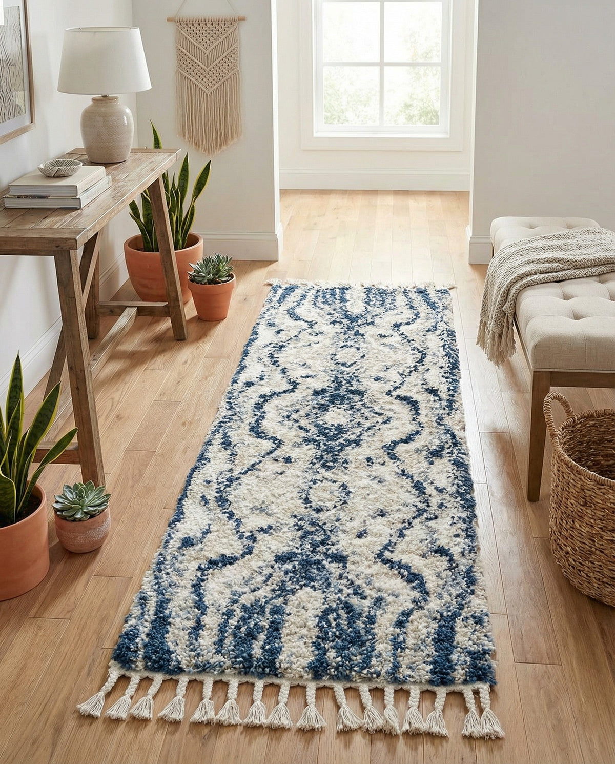 Cozy Cove Shag Collection Area Rug -  Seabreeze Runner Blue  lifestyle 104
