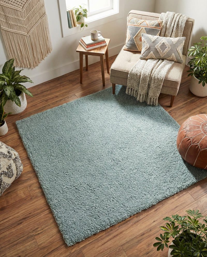 Cozy Comfort Shag Collection Area Rug - Haven (Sage Green) Square Sage Green  lifestyle 64