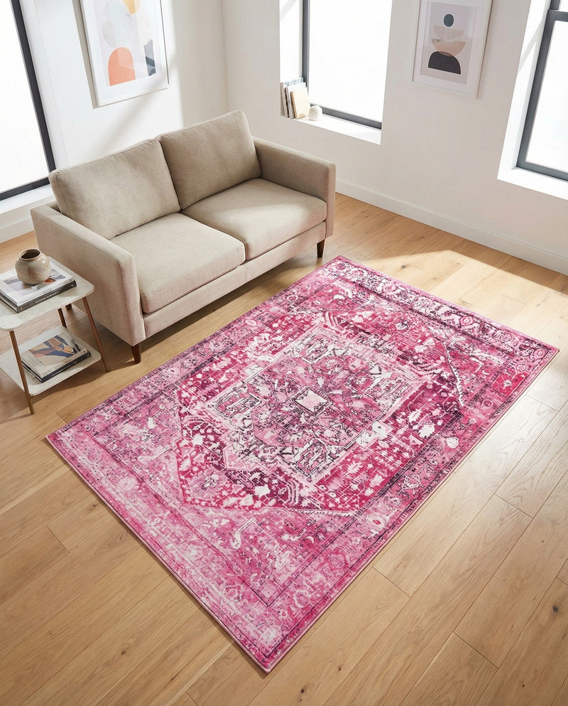 Casablanca Tapestry Collection Area Rug - Fes Rectangle Plumrose Pink  lifestyle 25