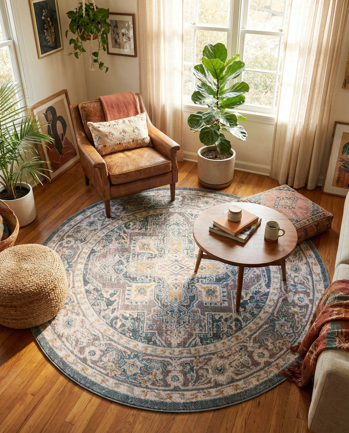 Caribbean Breeze Collection Area Rug -  Andros Round Gray  lifestyle 157