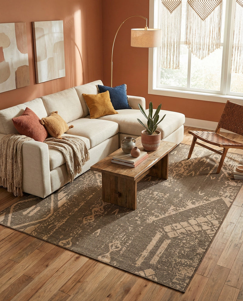 Sahara Sands Collection Area Rug -  Berenice Rectangle Natural and Brown  lifestyle 9