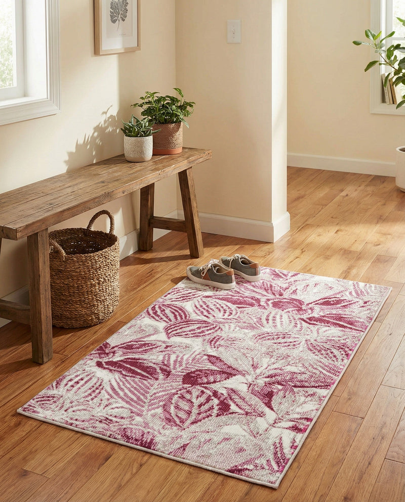 Meadow Breeze Collection Area Rug -  Bluebell Rectangle Fuchsia  lifestyle 44