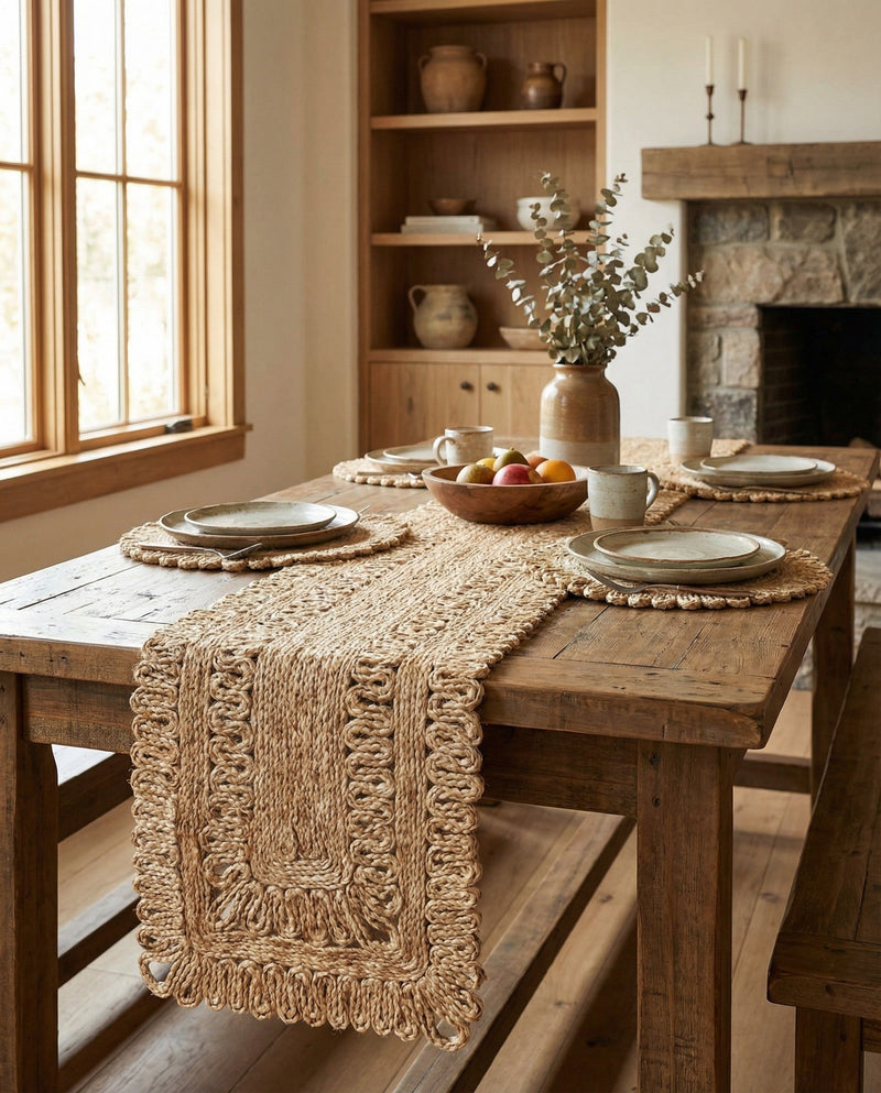 Woven Seaside Jute Collection Area Rug - Seaside Table Runner Natural  lifestyle 32