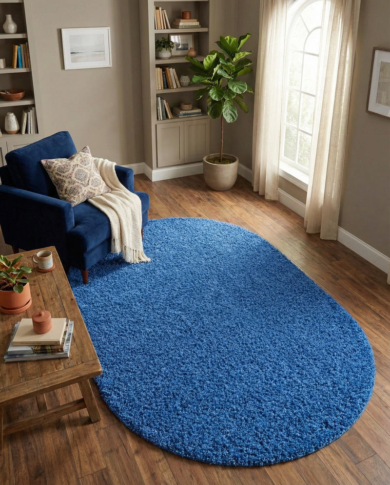Plush Oasis Collection Area Rug - Serenity (Periwinkle Blue) Oval Periwinkle Blue  lifestyle 85