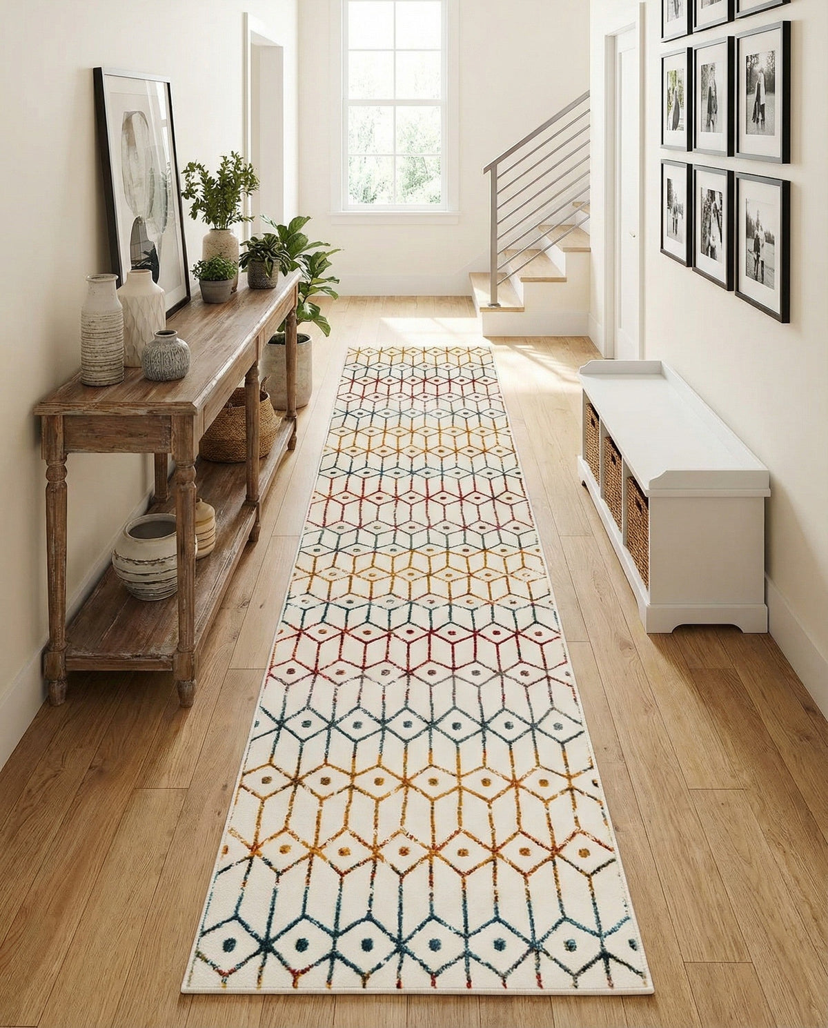 Garden Maze Retreat Collection Area Rug -  Mazeview Runner Multi  lifestyle 137