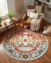 Parisian Elegance Collection Area Rug - Versailles (Rust Red) Round Rust Red  lifestyle 78