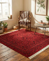 Samarkand Elegance Collection Area Rug -  Samanid Square Red  lifestyle 80