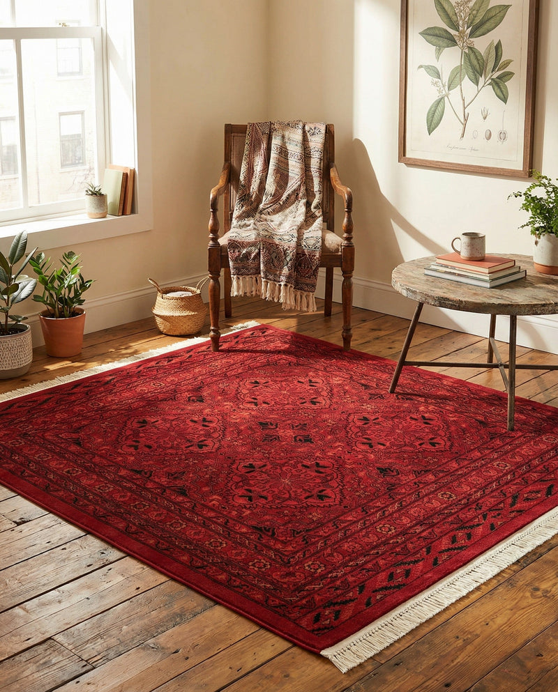 Samarkand Elegance Collection Area Rug -  Samanid Square Red  lifestyle 80