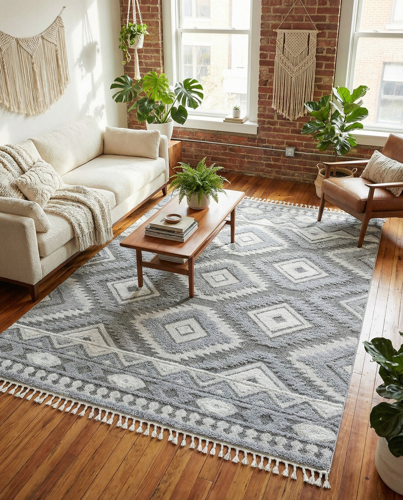 Sahara Chic Collection Area Rug -  Fez Rectangle Gray  lifestyle 27