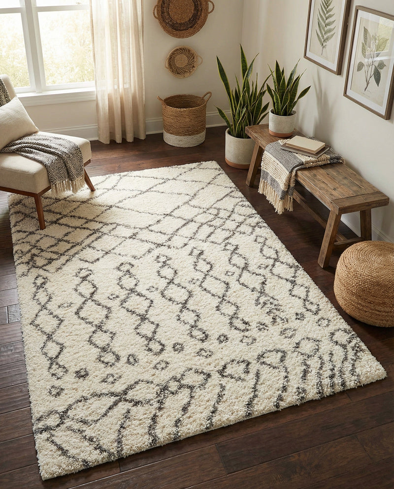 Casablanca Comfort Collection Area Rug -  Fez Rectangle Pure Ivory  lifestyle 34