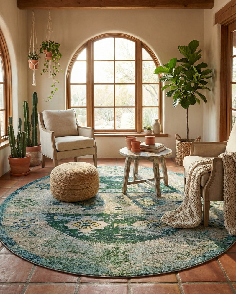 Sierra Collection Area Rug -  Sonoma Round Green  lifestyle 67