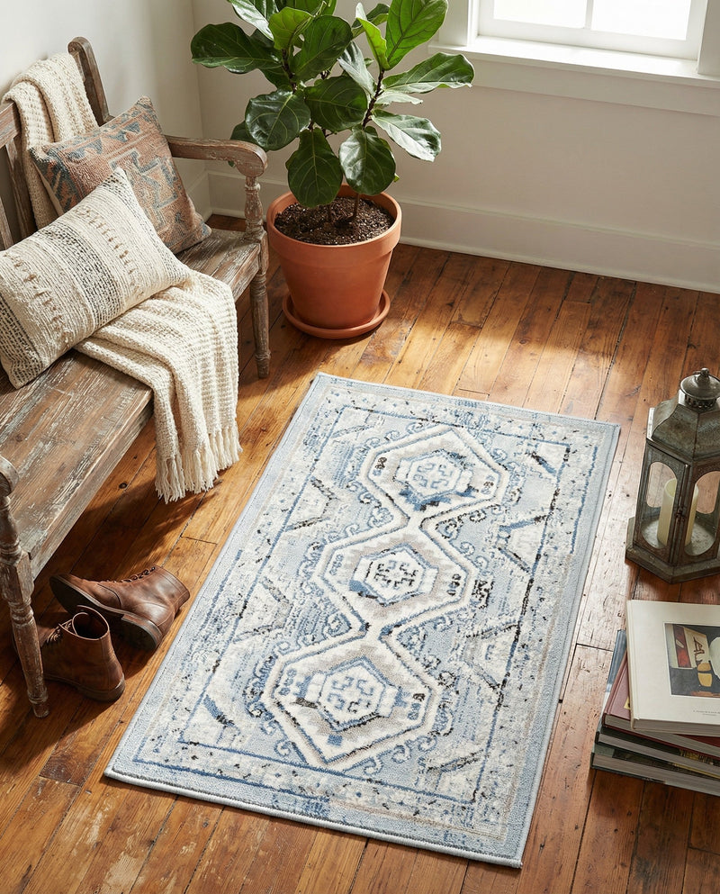 Savannah Elegance Collection Area Rug -  Tybee (Aqua Blue) Rectangle Aqua Blue  lifestyle 20