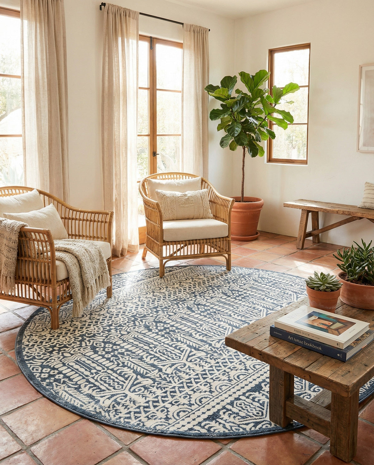 Metro Heights Collection Area Rug -  Chelsea Round Blue  lifestyle 111