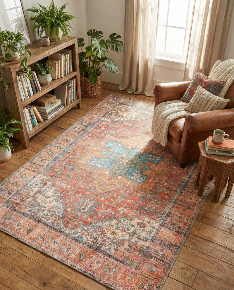 Heritage Elegance Collection Area Rug -  Windsor (Rust Red) Rectangle Rust Red  lifestyle 29