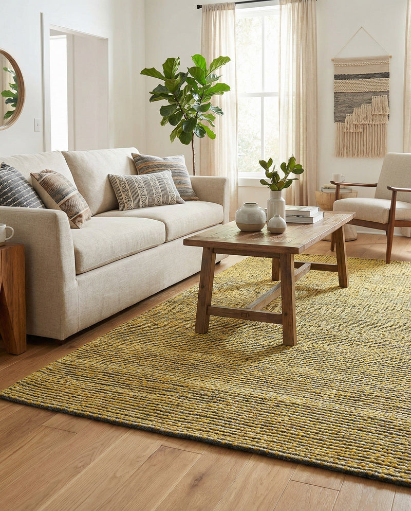 Coastal Haven Striped Jute Collection Area Rug - Marina Rectangle Yellow and Navy  lifestyle 37