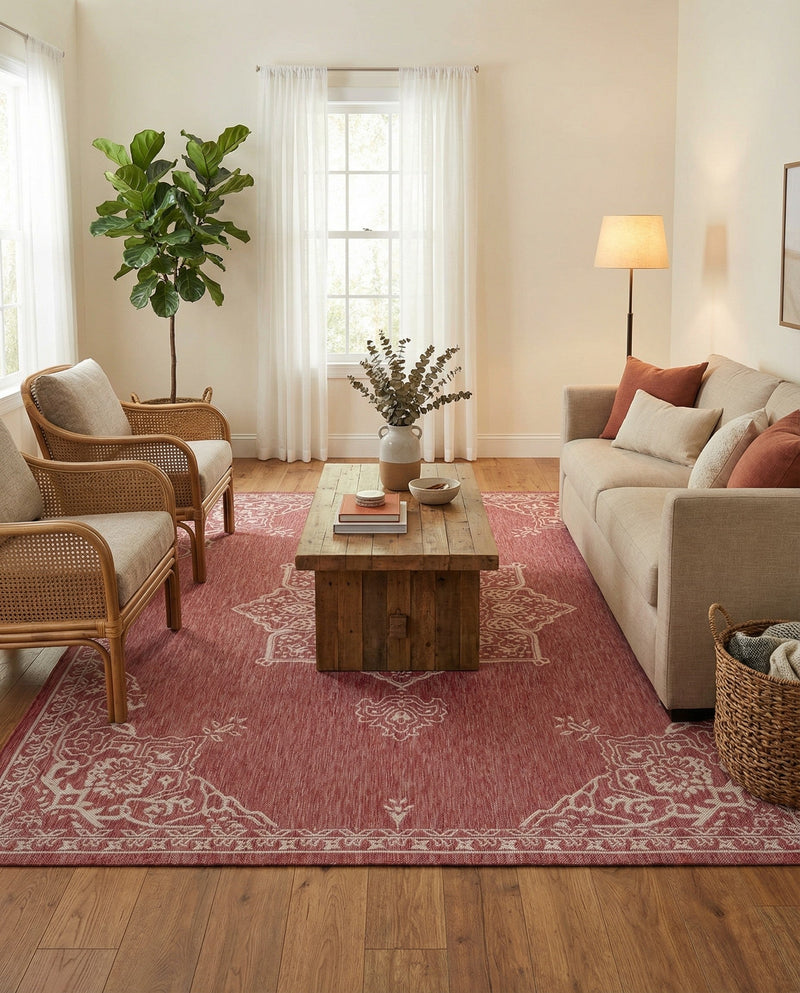 Patio Heritage Collection Area Rug -  Charleston (Rust Red) Rectangle Rust Red  lifestyle 19