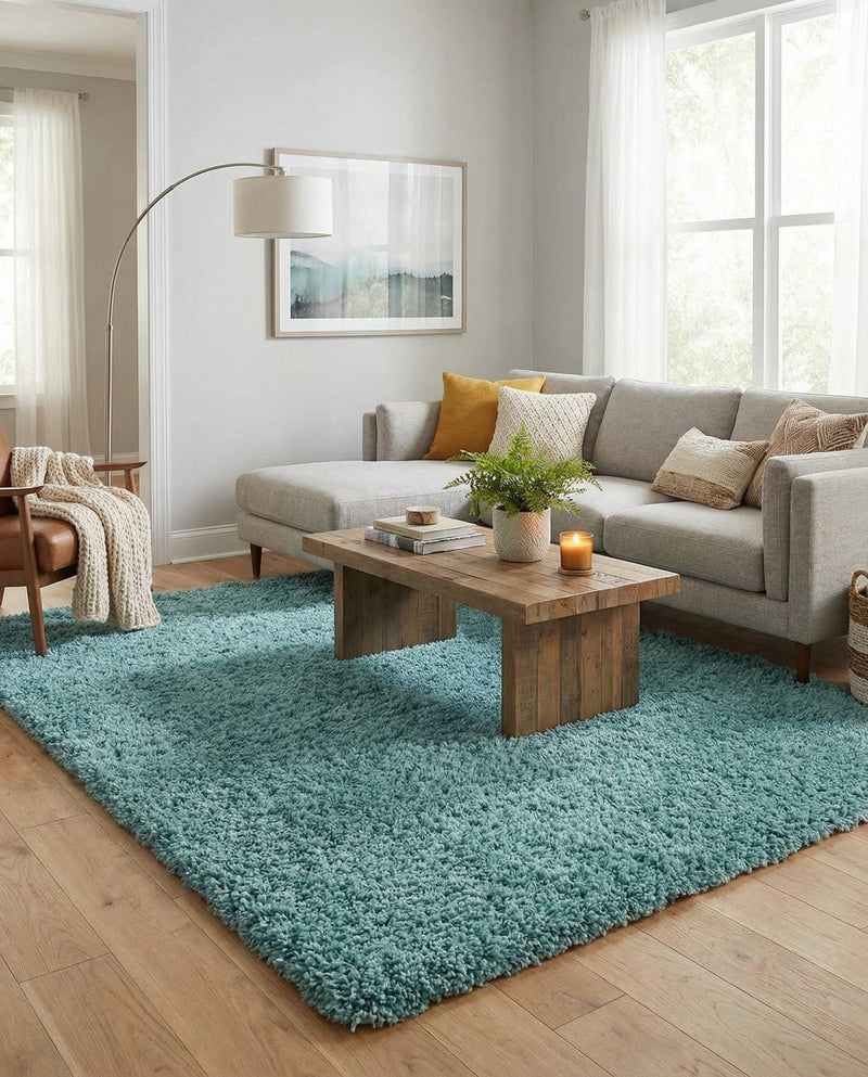 Alpine Plush Collection Area Rug -  Cortina (Aqua) Rectangle Aqua  lifestyle 8